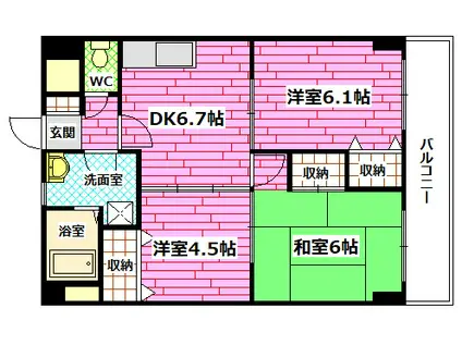 グランステイツ海田(3DK/4階)の間取り写真