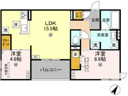 D-RESIDENE大島町(2LDK/1階)の間取り写真