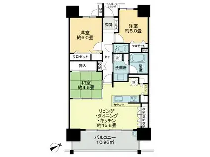 サーパス宇都宮一番町セントマークス(3LDK/11階)の間取り写真