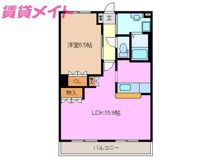 VALO A棟(1LDK/2階)の間取り写真