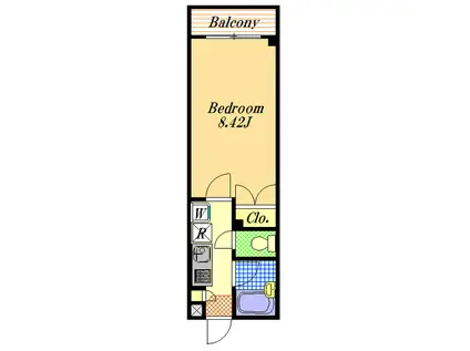 スプリングホーム(1K/2階)の間取り写真