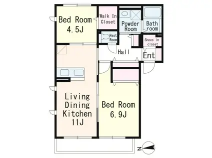 所沢市北原町PJ(2LDK/3階)の間取り写真