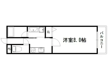 ブリリアコート龍谷大前(1K/2階)の間取り写真