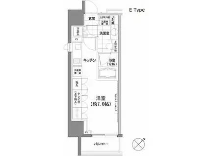 パークハビオ渋谷(ワンルーム/14階)の間取り写真