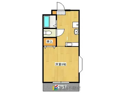 アメニティタウンハウスF(ワンルーム/2階)の間取り写真