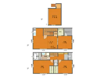 西武池袋線 稲荷山公園駅 徒歩34分 3階建 新築(3LDK/1階)の間取り写真