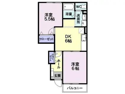 プラシード(2DK/1階)の間取り写真