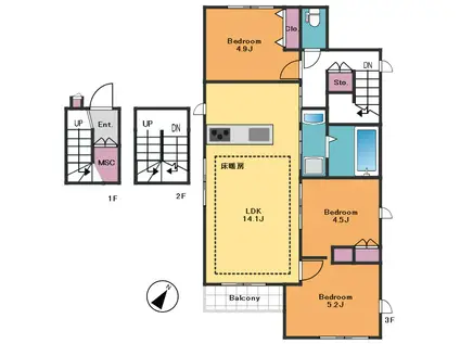 大森中2丁目3番地メゾン(3LDK/3階)の間取り写真