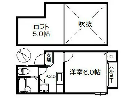 ジョイナス別府 118(1K/2階)の間取り写真