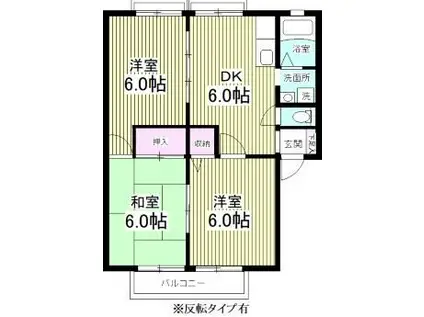 ジュネス松戸(3DK/2階)の間取り写真