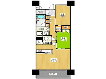 パストラルハイム萬代橋(2LDK/15階)の間取り写真