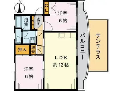 ドミールさがみ野I(2LDK/1階)の間取り写真