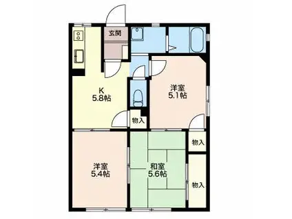 フレグランス汐崎(3DK/1階)の間取り写真