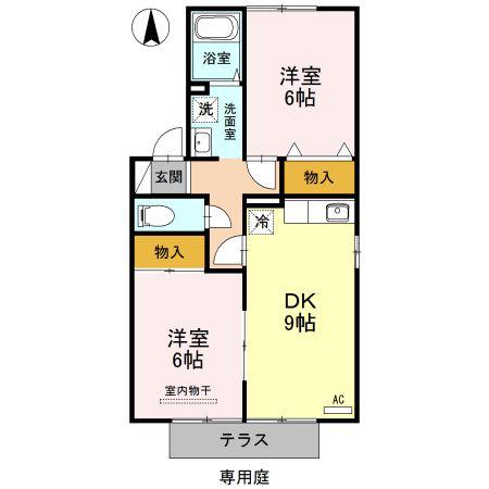 エクレールB(2DK/1階)の間取り写真