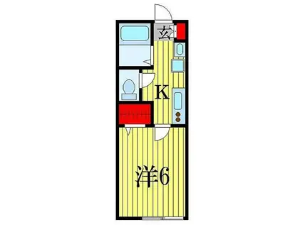 フランネル(1K/1階)の間取り写真