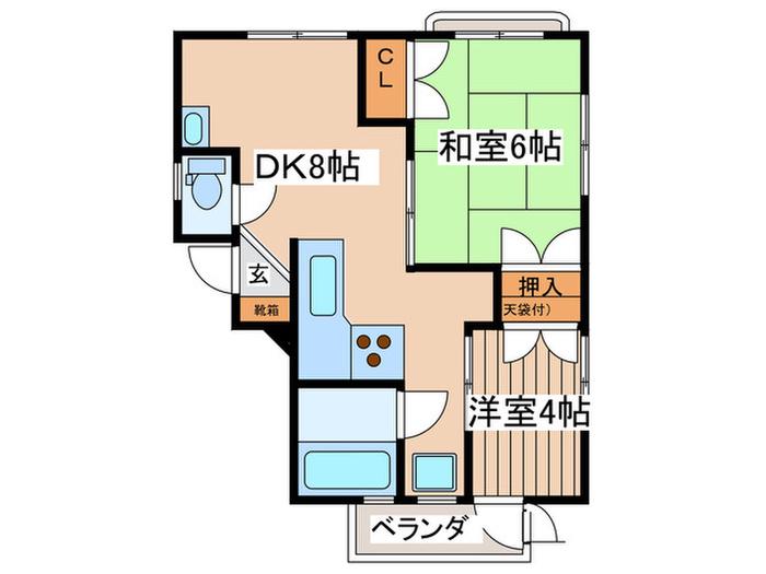 ニッショウハウス(2DK/2階)の間取り写真