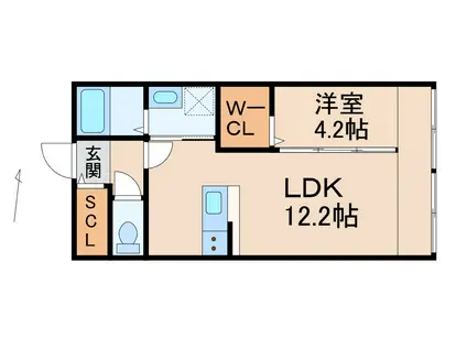 クラウンハイツ新生町(1LDK/2階)の間取り写真