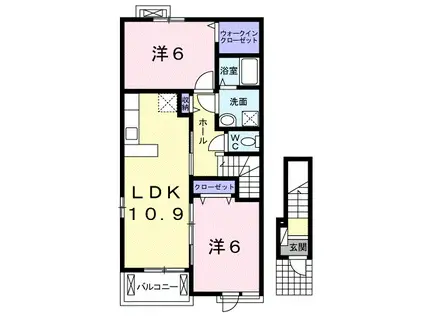 フェリーチェII(2LDK/2階)の間取り写真