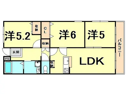 ルベールツト(3LDK/2階)の間取り写真
