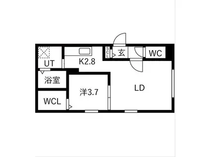 ティーエスコートアサブイースト(1LDK/2階)の間取り写真