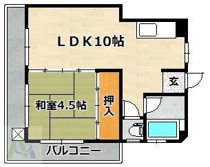 大成マンション(1LDK/3階)の間取り写真