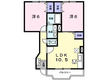 グランソレイユC棟(2LDK/1階)の間取り写真