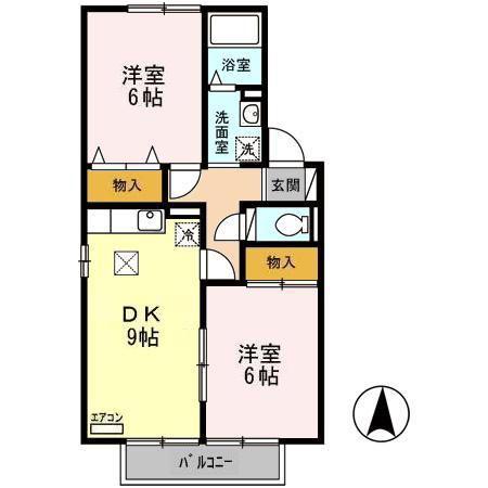 グレースコート 壱・弐番館(2DK/1階)の間取り写真
