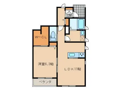 クレストコートA(1LDK/1階)の間取り写真