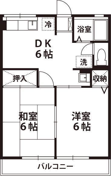藤フラットB(2DK/2階)の間取り写真