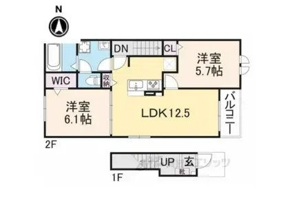 ジェルメ園部Ⅲ(2LDK/2階)の間取り写真