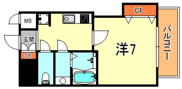 LUXE芦屋南(1K/1階)の間取り写真