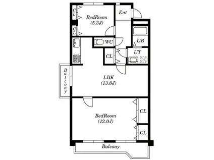 ピースキャピタル上菅(2LDK/1階)の間取り写真