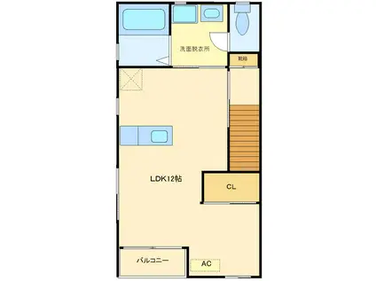 ルオーゴ(ワンルーム/2階)の間取り写真