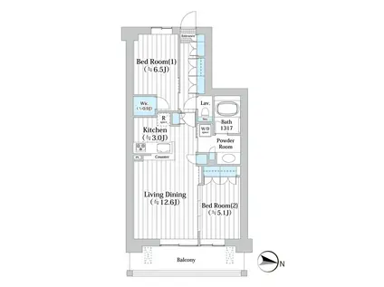 【アビティグランデ砧】 (C棟)(2LDK/3階)の間取り写真