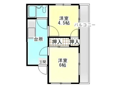 メルポート仁保(2K/3階)の間取り写真