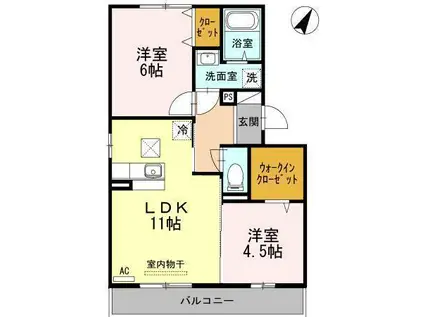 レジデンスK(2LDK/1階)の間取り写真