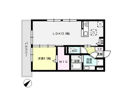 フォレストヒルズ春日原(1LDK/1階)の間取り写真