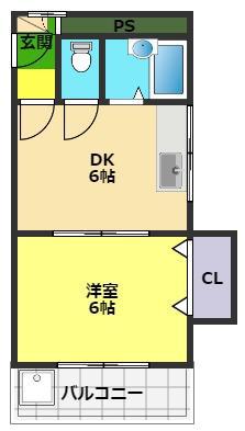 光マンション(1DK/2階)の間取り写真