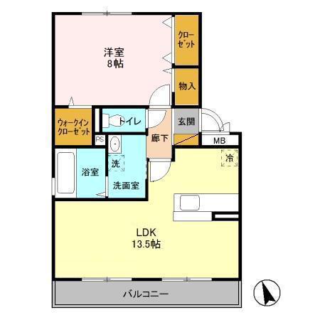 リビングタウン稲毛の杜C(1LDK/2階)の間取り写真