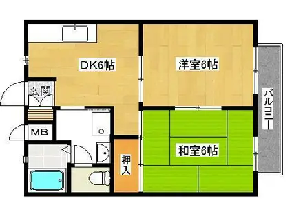 メゾンレヴェ(2DK/2階)の間取り写真