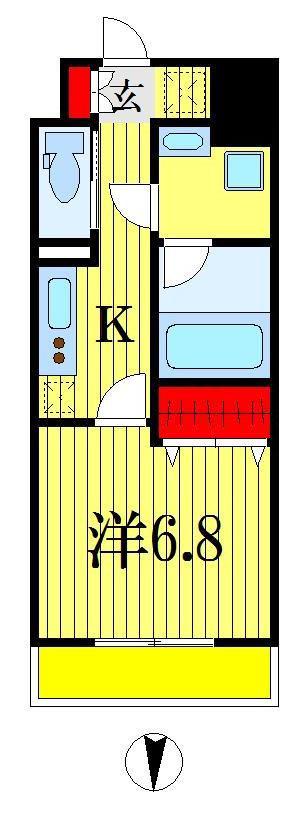 URBAN FLATS千葉中央(1K/13階)の間取り写真