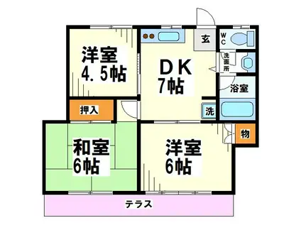 イナタケハウス(3DK/1階)の間取り写真