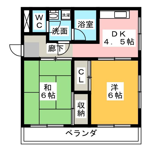 笹木コーポ(2DK/3階)の間取り写真