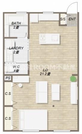 GRAN BEIGE(ワンルーム/2階)の間取り写真