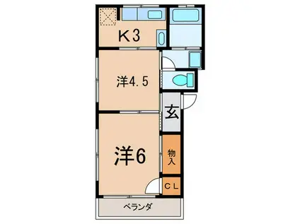 山越コーポ(2K/2階)の間取り写真