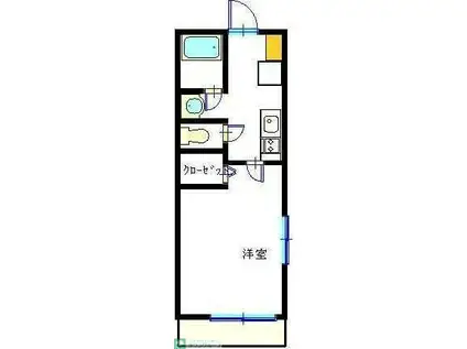 YS クレスト材木座(1K/2階)の間取り写真