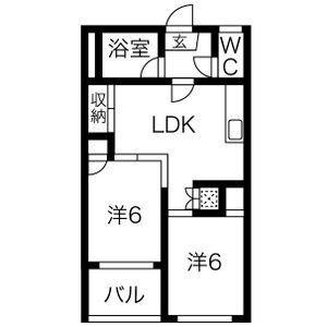 新宿ビル(2LDK/1階)の間取り写真