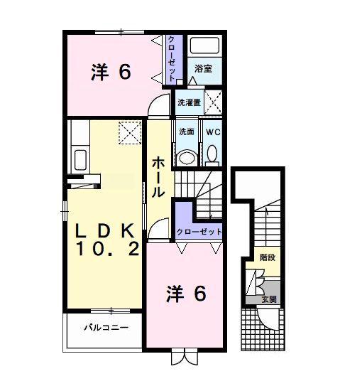 エピナールA(2LDK/2階)の間取り写真