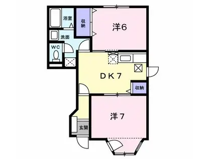 プレジール若園II(2DK/1階)の間取り写真