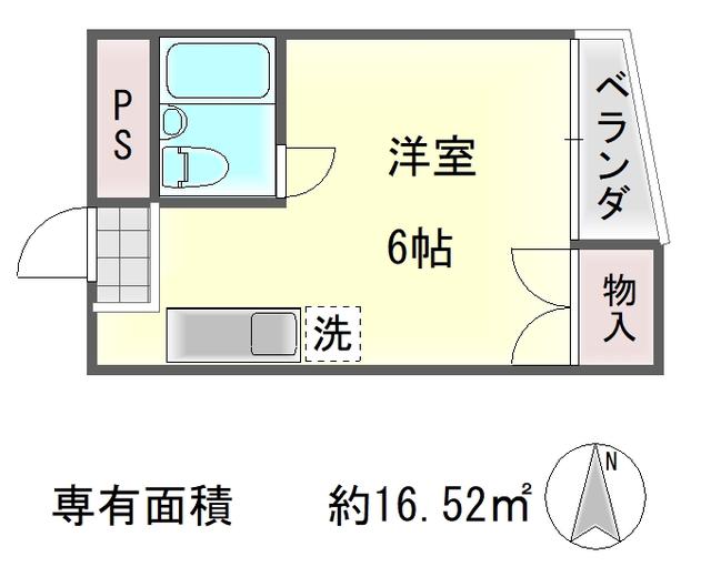 アメニティ聖護院(1K/1階)の間取り写真